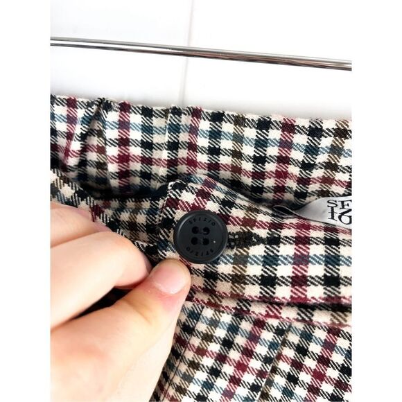 Sfizio Houndstooth Embroidered Eyelet Hem Wide Leg Pants Work Trousers 4 - Picture 8 of 16